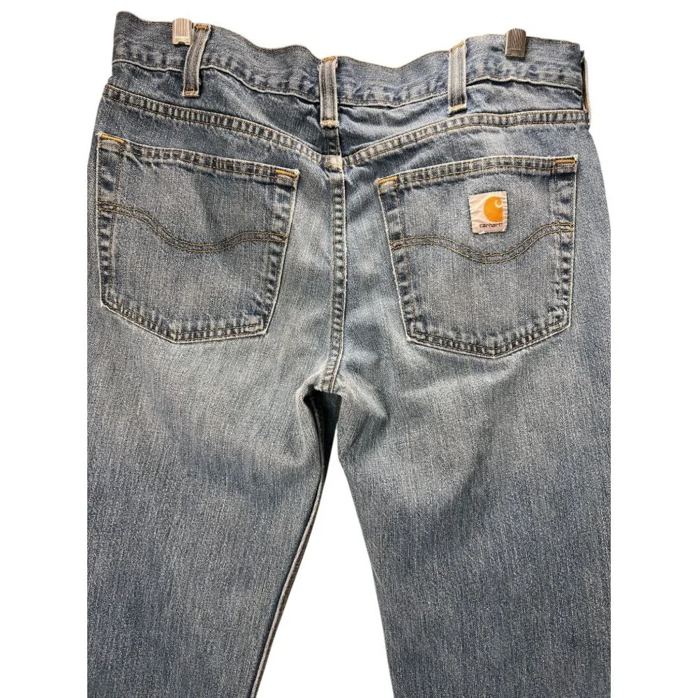 Carhartt Mens Blue Denim Straight Fit Jeans Relaxed Fit 34x34 Pants RN 14806 - Picture 3 of 15